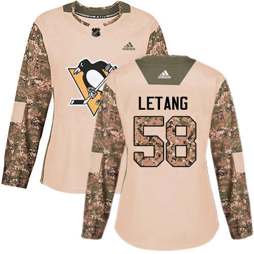 Adidas Penguins #58 Kris Letang Camo Authentic Veterans Day Women's Stitched NHL Jersey